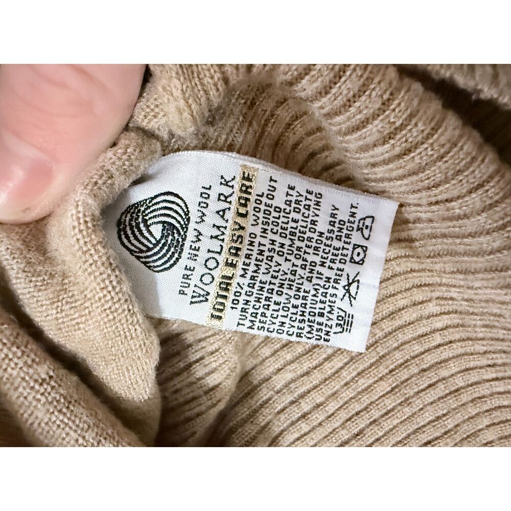 Vintage Talbots Italian Merino Wool Button Front Sweater Vest Medium Tan 167